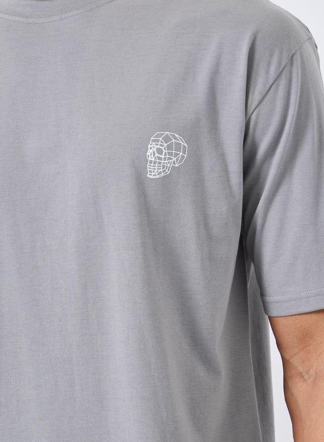 Styli Men Grey Graphic Print Oversized T-Shirt - Image 3